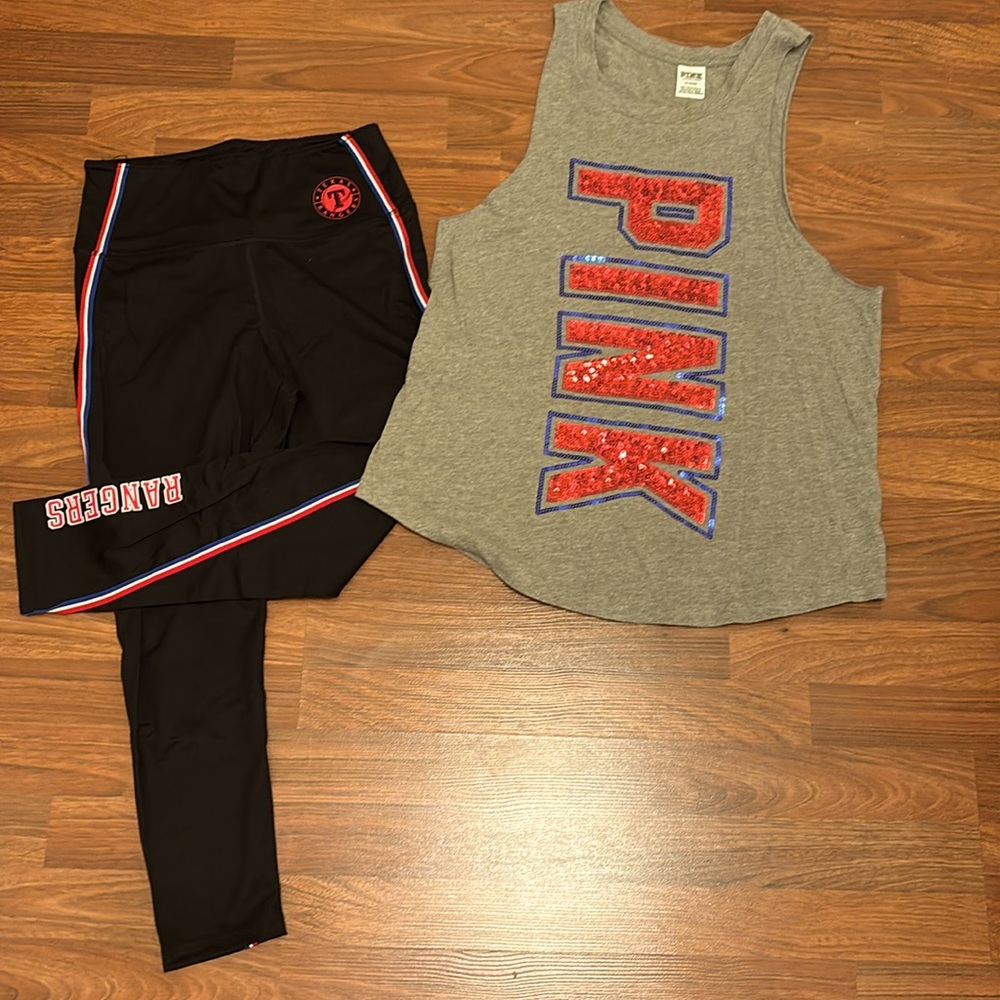 NWOT VS Pink Texas Ranger legging set with bling in medium
